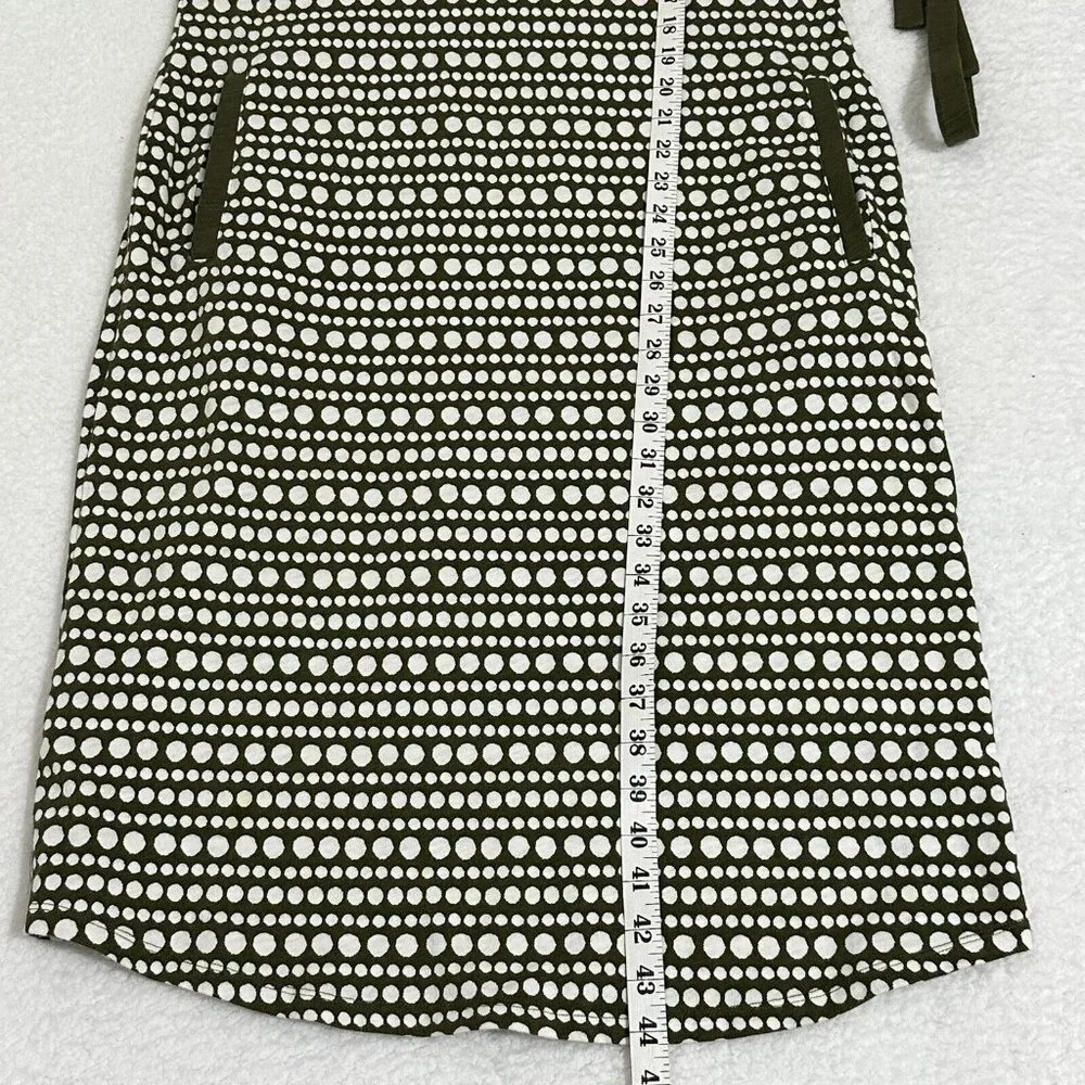 Boden Women's Sleeveless Midi Shirt Dress Pockets Tie Belt Size 10L Olive White - Picture 6 of 9